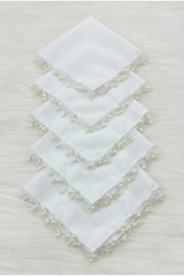 Beyaz Şifon Gelin Damat Mendili, Düğün Halay Nedime Bride Parti Kına Nişan Sünnet Hediye, 10 Adet