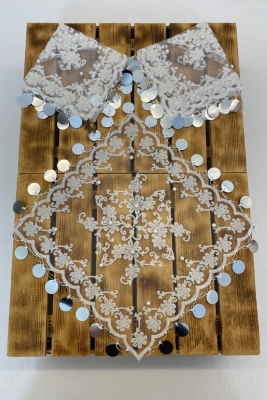 Beyaz Simli Pullu Incili Halay Mendili, Gelin Mendili, Hediyelik Mendil 5 Adet