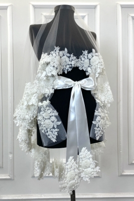 Beyaz Vip Gelin Duvak Seti, Kına Duvağı Örtüsü Seti