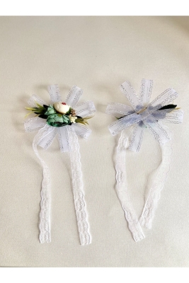 Beyaz Yeşil Gelin Damat Bohça Süsü 5 Adet