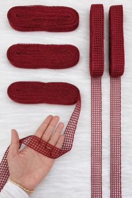 Bordo File Kurdele 2,5cm 10mt, Gelin, Damat, Bohça, Çeyiz, Nişan, Söz, Nikah, Hediye, Parti, Süsleme