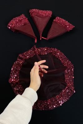 Bordo Gelin Damat Mendili, Geniş Pullu Ve Incili, Düğün Halay Nedime Söz Nişan Kına Sünnet Mendil