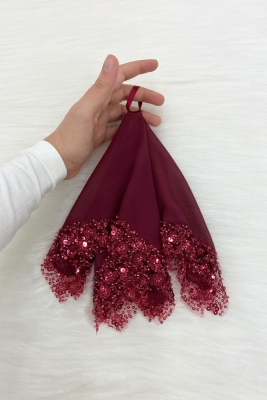 Bordo Gelin Damat Mendili, Halay El Mendili, Pullu Boncuklu, Düğün Kına Sünnet Söz Nişan