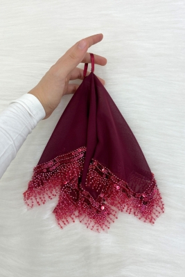 Bordo Gelin Damat Mendili, Halay El Mendili, Pullu Boncuklu, Düğün Kına Sünnet Söz Nişan