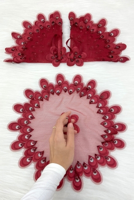 Bordo Gelin Damat Mendili, Parlak Taş Detaylı Düğün Halay Nedime Söz Nişan Kına Sünnet Bride Mendil