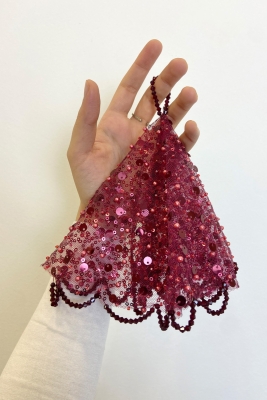 Bordo Gelin Damat Mendili, Pul Payet İnci ve Kristal Taş Detaylı, Düğün Kına Sünnet Söz Nişan