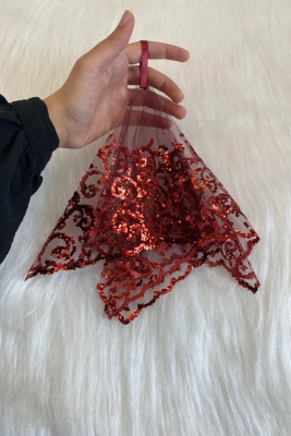 Bordo Gelin Mendili, Düğün Halay Kına Sünnet Damat Mendili, Bordo Pul Sim Baskılı 5 Adet