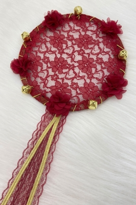 Bordo Gelin Nedime Tefi Dantel 3D Süslemeli, Düğün Kına Sünnet Bride To Be