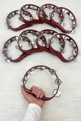 Bordo Gelin Nedime Tefi, Kına Gecesi Düğün Sünnet Bride Plastik Zilli Tef, 5 Adet