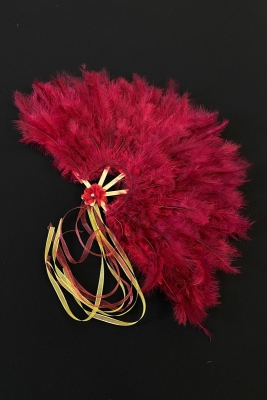 Bordo Gelin Yelpazesi, Ahşap Tüylü Kına Gecesi Yelpazesi, Nedime Sünnet Yelpaze, Büyük Boy Yelpaze