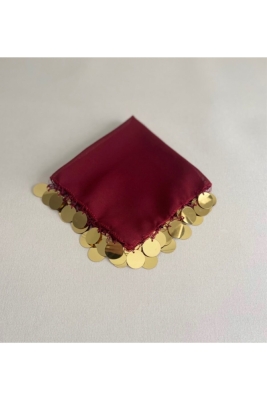 Bordo Gold Şifon Gelin Nedime Halay Mendil 5 Adet Kına Gecesi Malzemesi