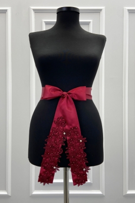 Bordo Güpürlü Gelin Kuşağı, Lüks Taş Ve İncili Gelin Kurdelesi, Gelin Beli Kemeri, Kardeş Kuşağı