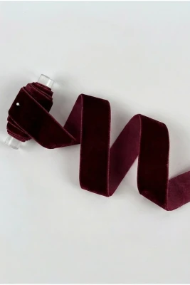 Bordo Kadife Kurdele 3cm 1mt, Gelin, Damat, Bohça, Nişan, Çeyiz, Nikah, Hediye, Şeker, Süsleme