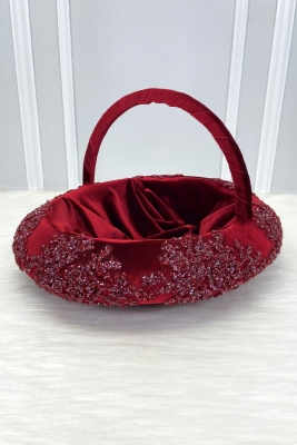 Bordo Kına Gecesi Gelin Sepeti, Lüks İthal Kadife Cam Boncuk, Nişan Nikah Düğün Sünnet Bride