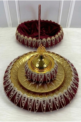 Bordo Kına Gecesi Tepsi Sepet Gelin Takımı, Lüks Kadife Parlak Taşlı, Nişan Nikah Düğün Sünnet