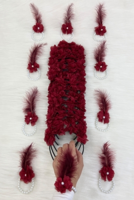 Bordo Nedime Bilekliği 5 Adet, Nedime Tacı(Plastik) 5 Adet, Bekarlığa Veda Partisi, 10 Parça Set