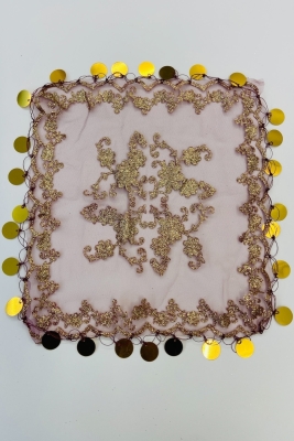 Bordo Pullu Simli Halay Mendili, Gelin Halay Mendili, 5 Adet