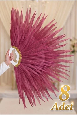 Bordo Saçaklı Dans Yelpazesi, 8 Adet Büyük Boy 120x80cm, Kına Gecesi, Bride, Organizasyon, Gösteri