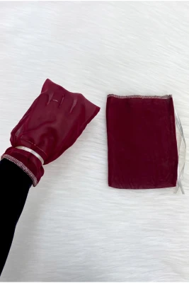 Bordo Sade Damat Asker Eldiveni, Gümüş Sim Kenar, Düğün Kına Gecesi Bekarlığa Veda Nikah Sünnet 1 Adet