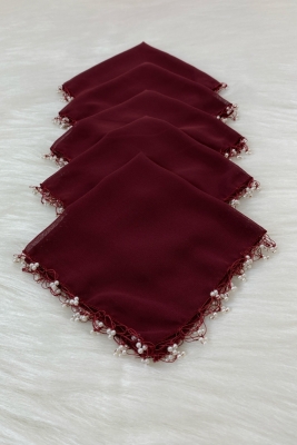 Bordo Şifon Gelin Damat Mendili, Düğün Halay Nedime Bride Parti Kına Nişan Sünnet Hediye, 1 Adet