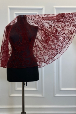 Bordo Simli Komple Desenli Gelin Duvak Seti, Kına Duvağı