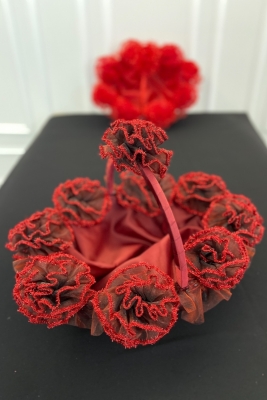 Bordo Simli Ponpon Kına Sepeti