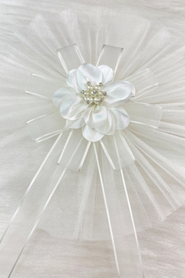 1 Adet Broşlu Beyaz Konvoy Süsü Gelin Damat Bohça Çeyiz Düğün Nişan Gelin Arabası Sünnet Kına