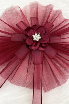 1 Adet Broşlu Bordo Konvoy Süsü Gelin Damat Bohça Çeyiz Düğün Nişan Gelin Arabası Sünnet Kına