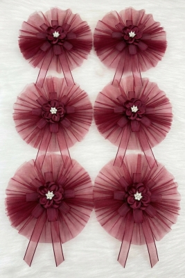 5 Adet Broşlu Bordo Konvoy Süsü Gelin Damat Bohça Çeyiz Düğün Nişan Gelin Arabası Sünnet Kına