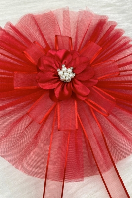 1 Adet Broşlu Kırmızı Konvoy Süsü Gelin Damat Bohça Çeyiz Düğün Nişan Gelin Arabası Sünnet Kına