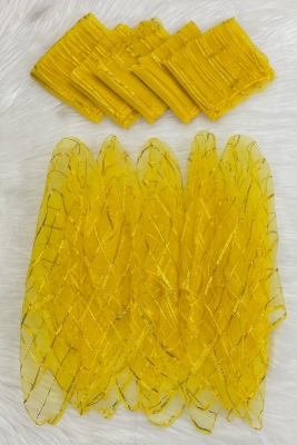 Büyük Boy 70cm Gold Simli Gelin Halay Mendili, Nedime Kına Şal, Düğün Konvoy Havlu Süsü, Sarı 5li