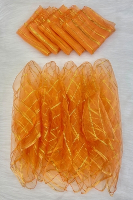 Büyük Boy 70cm Gold Simli Gelin Halay Mendili, Nedime Kına Şal, Düğün Konvoy Havlu Süsü, Turuncu 1li