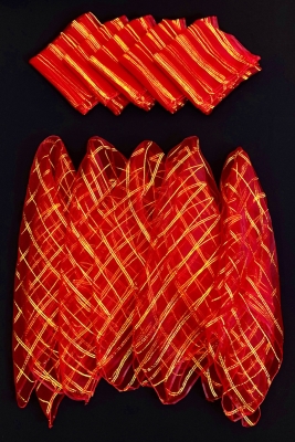 Büyük Boy 70cm Gold Simli Gelin Halay Mendili, Nedime Kına Şal, Düğün Konvoy Kırmızı 10 Adet