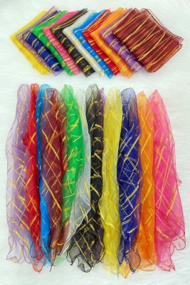 Büyük Boy 70cm Gold Simli Gelin Halay Mendili, Nedime Kına Şal, Düğün Konvoy Süsü, Karışık Renk 5li