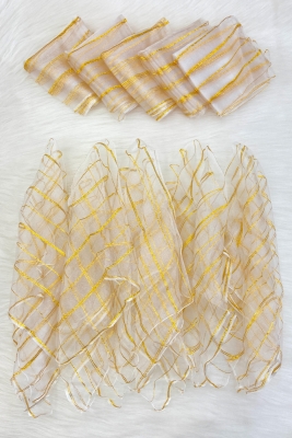 Büyük Boy Gold Simli Halay Mendili, Beyaz 5 Adet, Gelin Damat Düğün Kına Sünnet Nişan Bride