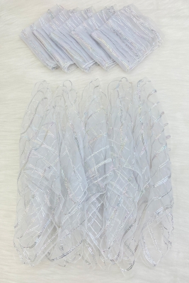 Büyük Boy Gümüş Simli Halay Mendili, Beyaz 5 Adet, Gelin Damat Düğün Kına Sünnet Nişan Bride