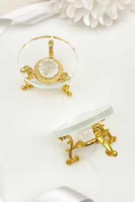 Cam Yüzük Yükselticisi, Lokumluk, Damat Kahvesi Sunumluk, Söz, Nişan Dekorasyonu Tepsisi Gold 2li