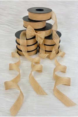 Camel Rengi Keten Nopeli Kurdele 2,5 Cm 20 Metre, Bohça Çeyiz Özel Gün Hediye Süsleme Kurdelesi