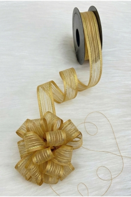 Çekmeli Şifon Kurdele Gold Sim 2,5cm 20mt, Gelin, Bohça, Çeyiz, Nişan, Hediye, Süsleme