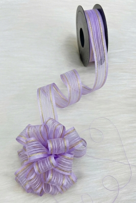 Çekmeli Şifon Kurdele Lila Gold Sim 2,5cm 20mt, Gelin, Bohça, Çeyiz, Nişan, Hediye, Parti, Süsleme