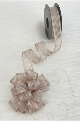 Çekmeli Şifon Kurdele Vizon Gold Sim 2,5cm 20mt, Gelin, Bohça, Çeyiz, Nişan, Hediye, Parti, Süsleme