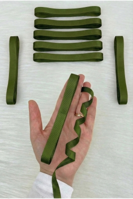 Çimen Yeşili Grogren Kurdele 1 Cm 10 Metre, Bohça Çeyiz Özel Gün Hediye Paketleme Süsleme Kurdelesi