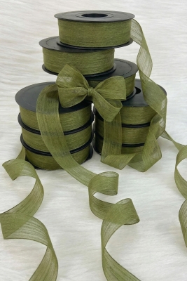 Çimen Yeşili Keten Nopeli Kurdele 2,5 Cm 20 Metre, Bohça Çeyiz Özel Gün Hediye Süsleme Kurdelesi