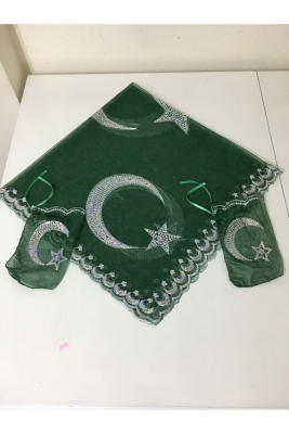 Damat Sağdıç Kına Omuz Örtüsü Eldivenli Pullu Ayyıldız Motifli