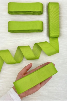 Fıstık Yeşili Grogren Kurdele 4Cm 10Mt, Bohça Çeyiz Düğün Nişan Doğum Günü Hediye Paketleme Süsleme