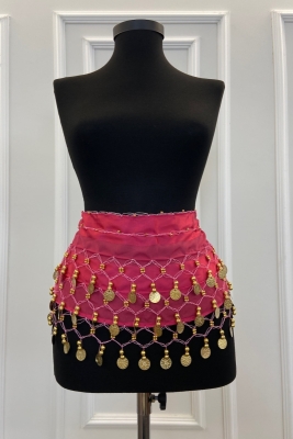 Fuşya Şakira Oryantal Dansöz Dans Kemeri Pullu Zilli Kına Oyun Eğlence Nedime Düğün Shakira Kemer