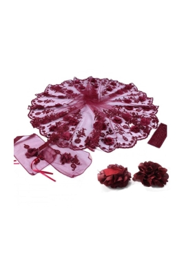 Gelin Duvak Seti 3 Boyutlu Duvak 2 Adet Eldiven+Kuşak+2 El Gülü