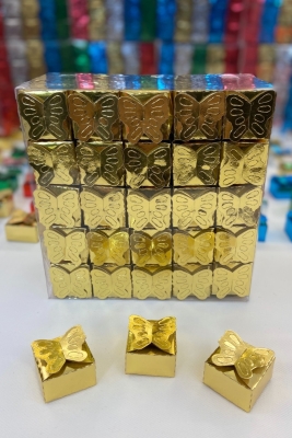 Gold Dağıtmalık Hediyelik Kutu Kına, Kelebek Desen, 100 Adet