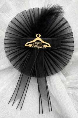 Siyah Damat Bohçası Süsü, 1 Adet Pleksili Gelin Çeyiz Düğün Nişan Söz Hediye Konvoy Valiz Bavul Kına