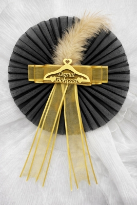 Gold Damat Bohçası Süsü, 1 Adet Pleksili, Gelin Çeyiz Düğün Nişan Söz Hediye Konvoy Valiz Bavul Kına